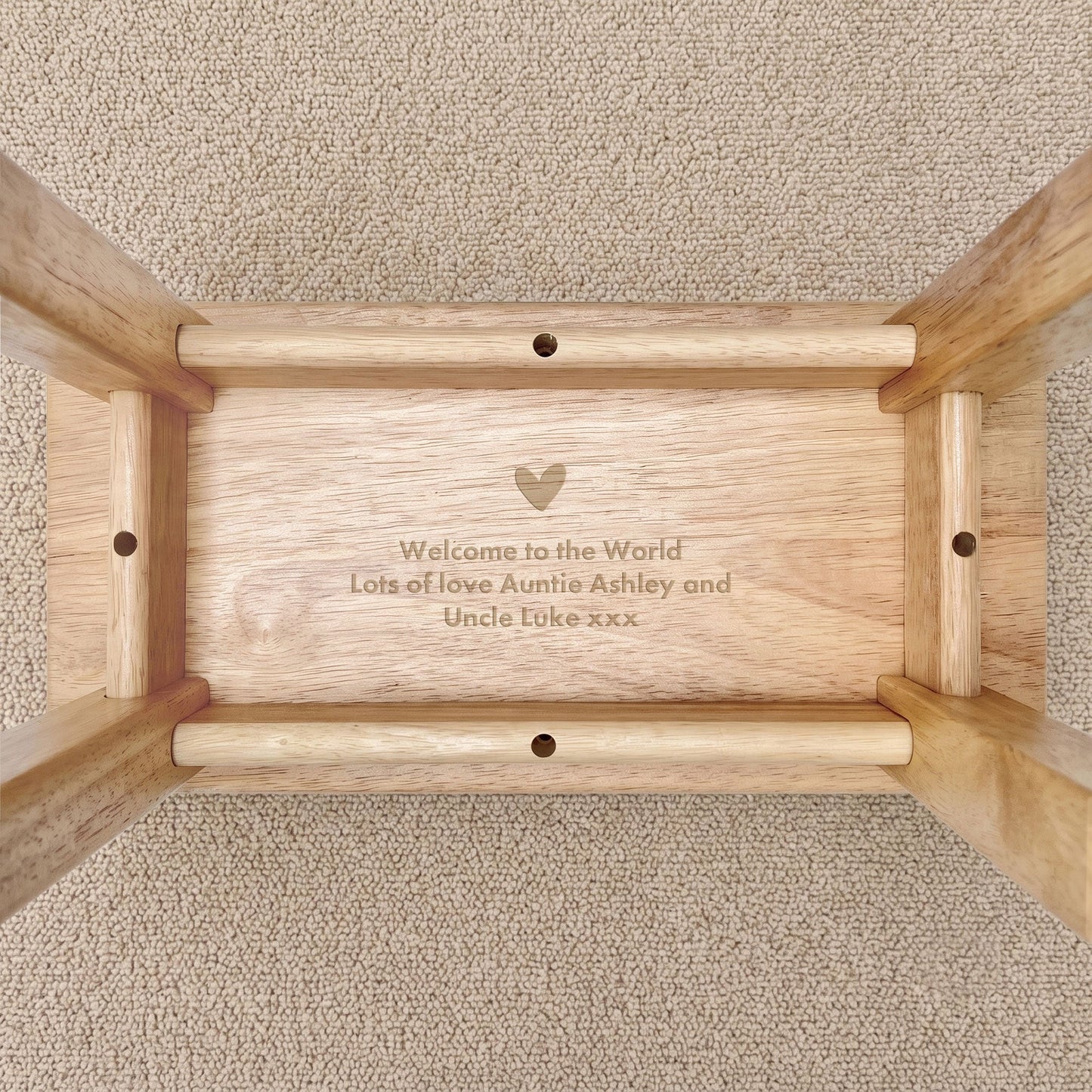 Personalised Engraved Children's Wooden Rectangular Stool Elephant Design | New Baby or Christening Gift