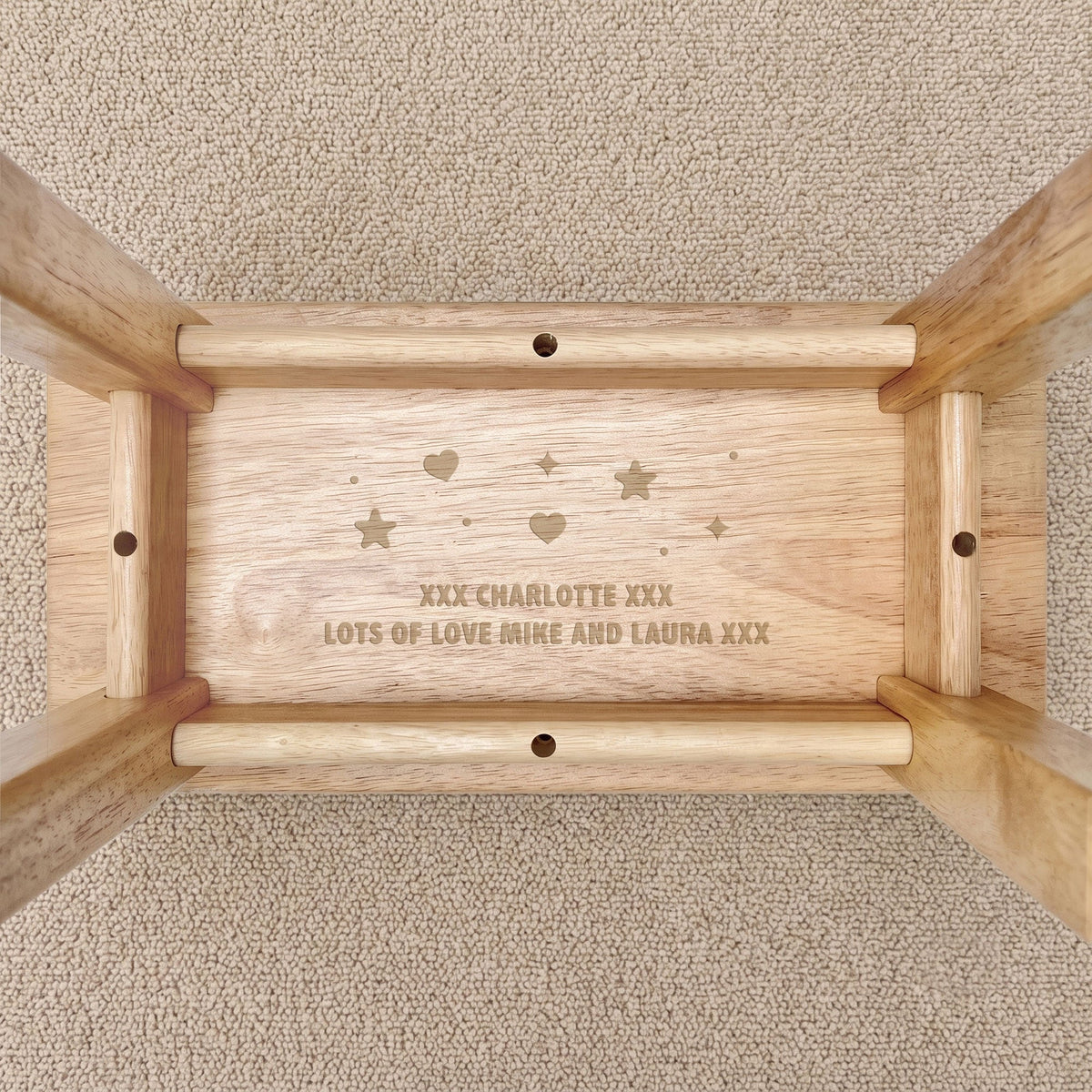 Personalised Engraved Children's Wooden Rectangular Stool Unicorn Design | New Baby, Toddler or Christening Gift