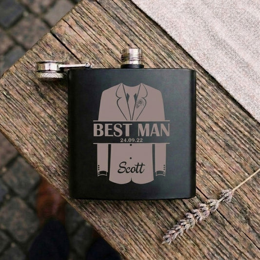 Personalised Engraved Wedding Shirt & Jacket Special Occasion Hip Flask 6oz