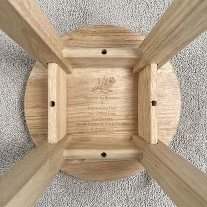 Personalised Engraved Wooden Toddler Stool - Floral | Custom Step Stool for Kids | Nursery Gift