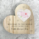 Personalised Heart Map Location Wooden Freestanding Heart