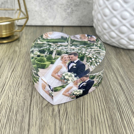 Personalised Photo Glass Heart Paperweight + Luxury Gift Box