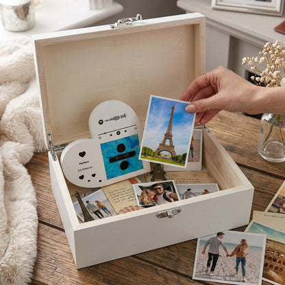 Personalised Year Milestone White Wooden Memory Box | Milestone Birthday or Anniversary Gift