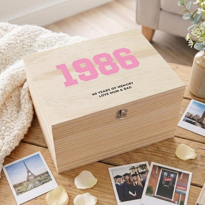 Personalised Year Milestone Wooden Memory Box | Milestone Birthday or Anniversary Gift