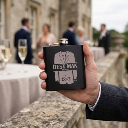 Personalised Engraved Wedding Shirt & Jacket Special Occasion Hip Flask 6oz