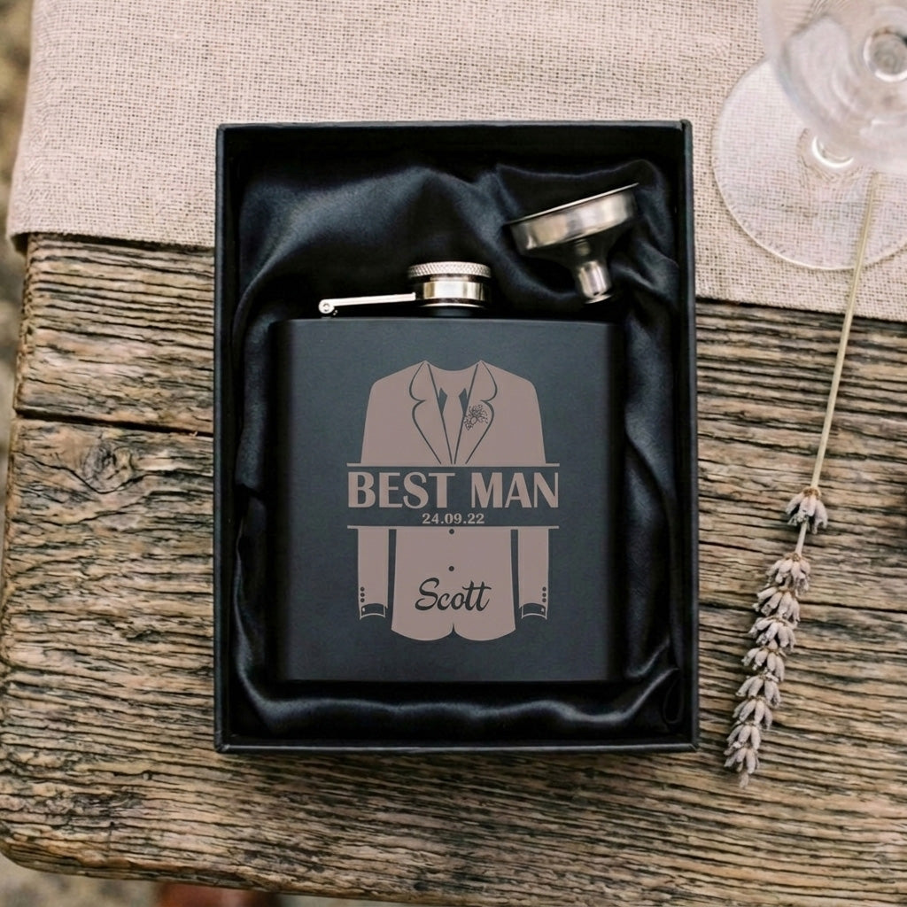 Personalised Engraved Wedding Shirt & Jacket Special Occasion Hip Flask 6oz