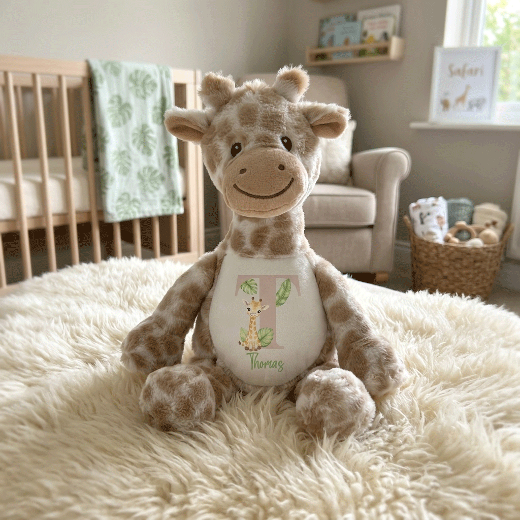 Personalised Alphabet Giraffe Teddy Bear 34cm | New Baby, 1st Birthday or Christening Gift