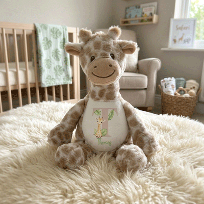 Personalised Alphabet Giraffe Teddy Bear 34cm | New Baby, 1st Birthday or Christening Gift