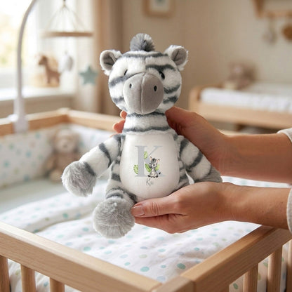 Personalised Alphabet Zebra Teddy Bear 28cm | New Baby, 1st Birthday or Christening Gift