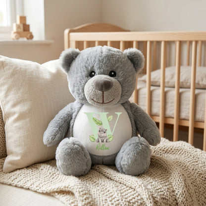 Personalised Animal Alphabet Plush Teddy Bear 25cm | New Baby, Christening & 1st Birthday Gift