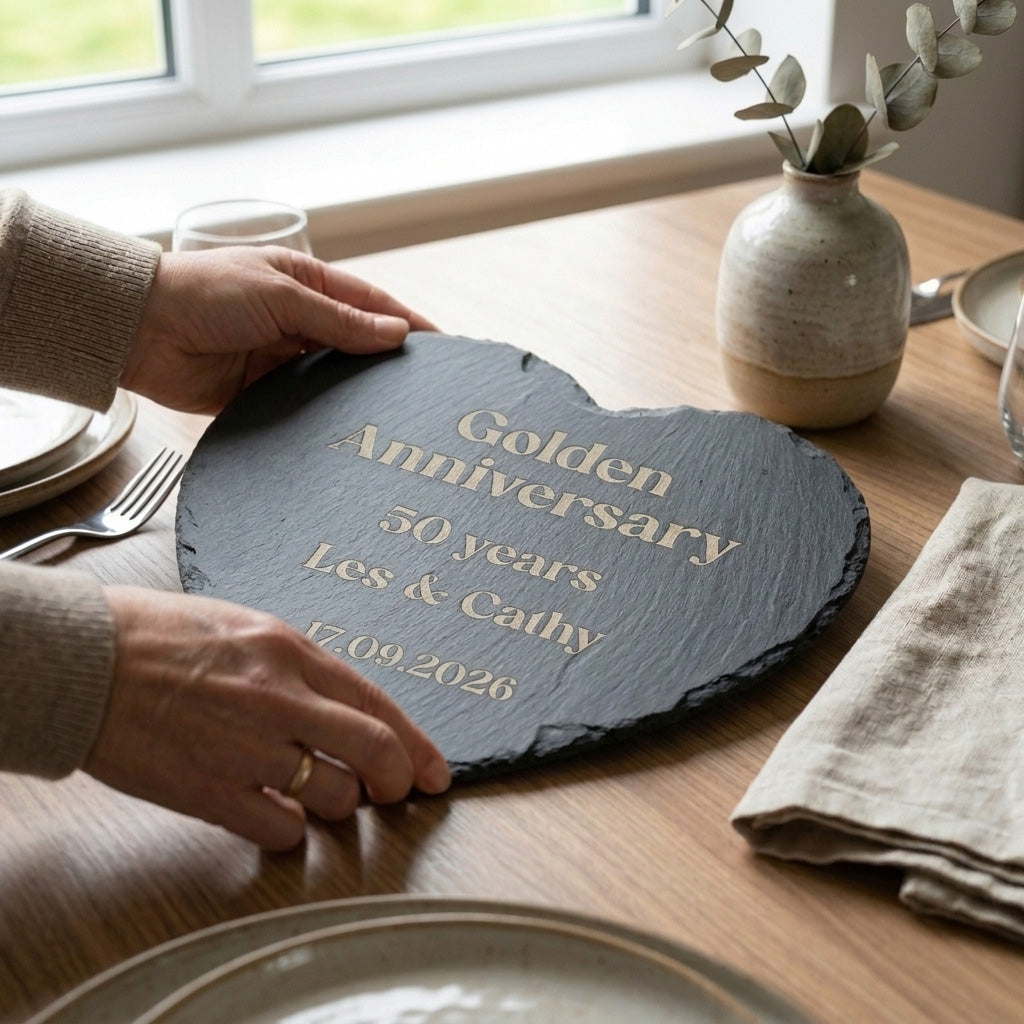 Personalised Engraved Heart Slate Placemat Custom Message