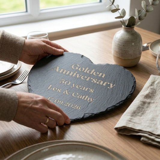 Personalised Engraved Heart Slate Placemat Custom Message