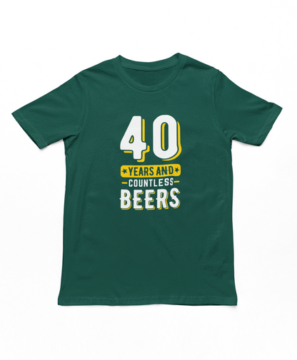 40 Years & Countless Beers Adults T-Shirt