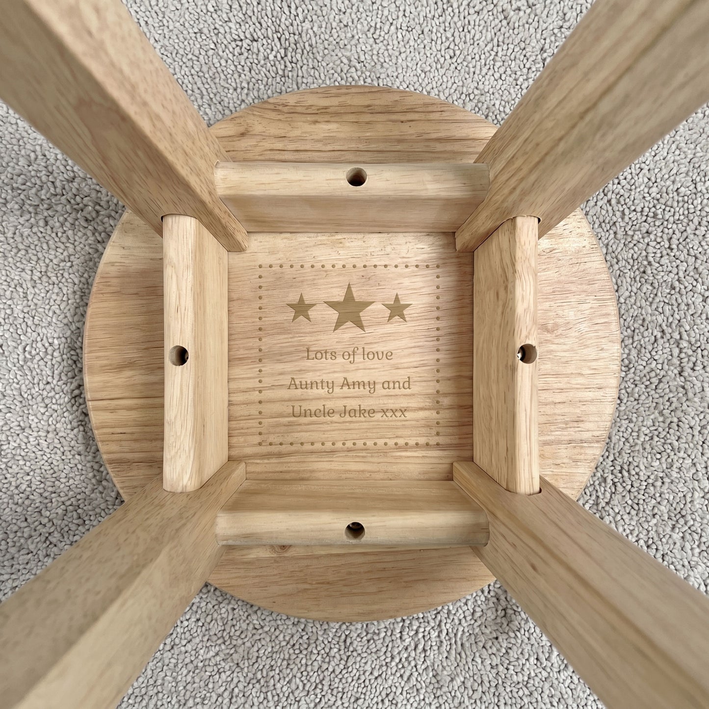 Personalised Engraved Wooden Toddler Stool - Star | Custom Step Stool for Kids | Nursery Gift