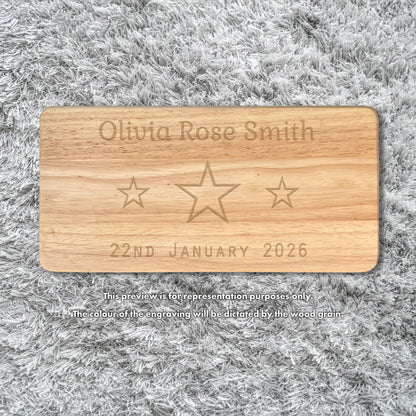 Personalised Rectangular Engraved Wooden Child’s Stool – Choose Your Icon