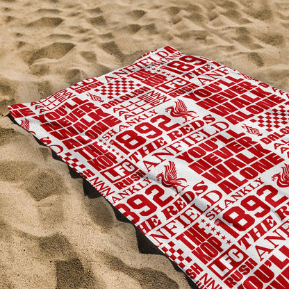 Liverpool - Word Montage - Beach Towel - Microfibre Retro Beach Towel - 150cm x 75cm