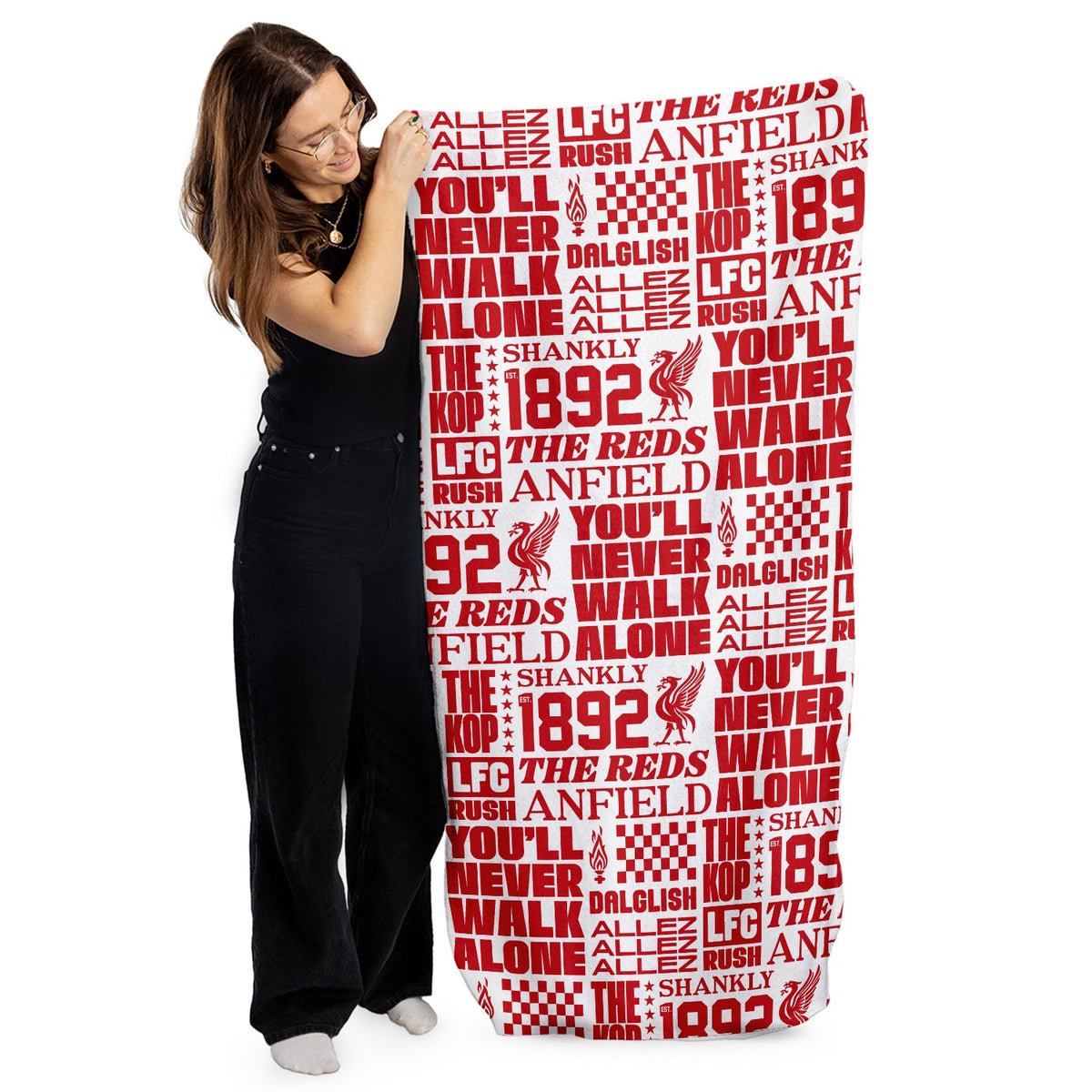 Liverpool - Word Montage - Beach Towel - Microfibre Retro Beach Towel - 150cm x 75cm