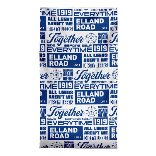 Leeds - Word Montage - White & Blue Beach Towel - Microfibre Retro Beach Towel - 150cm x 75cm