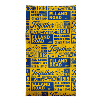 Leeds - Word Montage - Yellow & Blue Beach Towel - Microfibre Retro Beach Towel - 150cm x 75cm