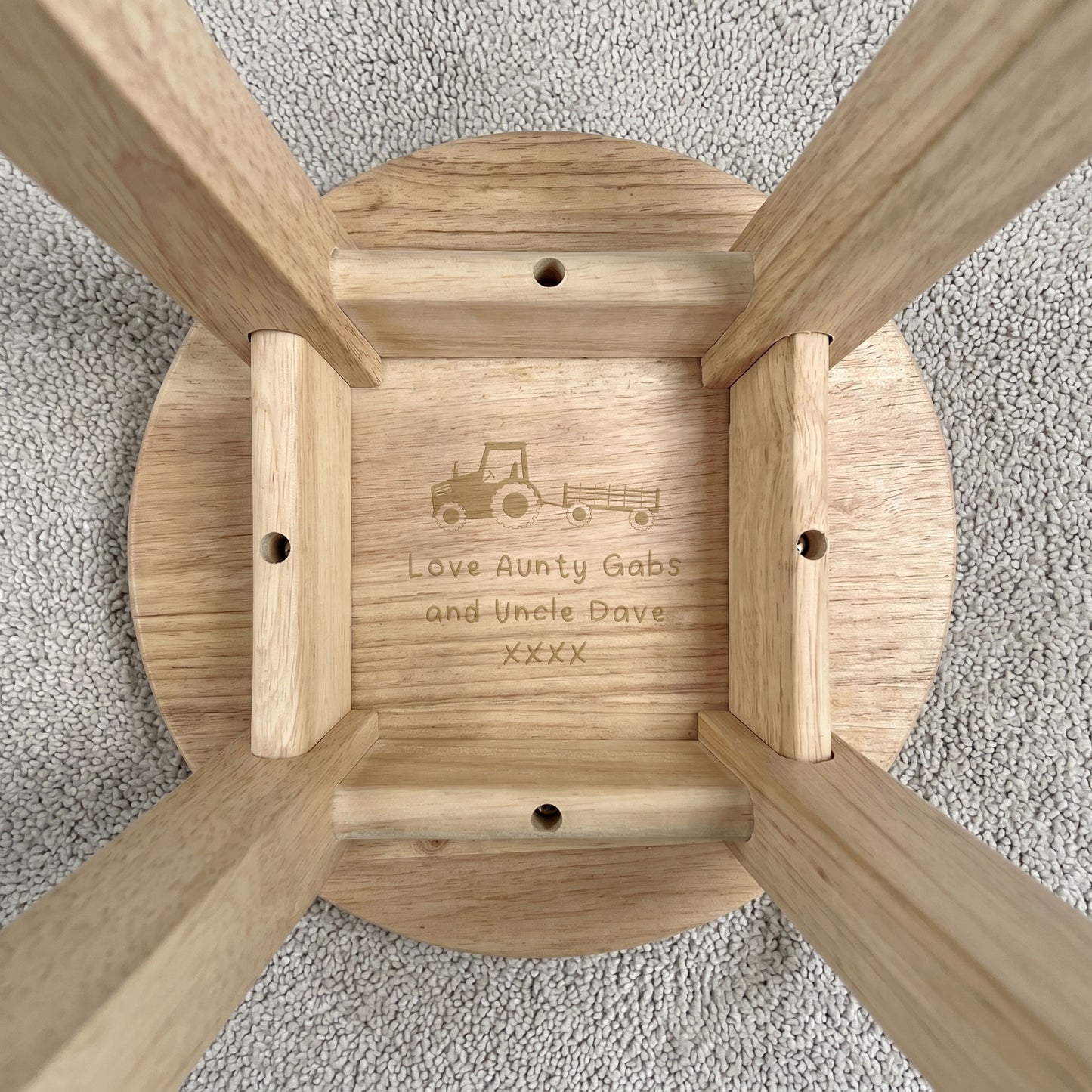 Personalised Engraved Wooden Toddler Stool - Farmyard | Custom Step Stool for Kids | Nursery Gift