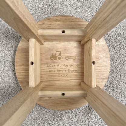 Personalised Engraved Wooden Toddler Stool - Farmyard | Custom Step Stool for Kids | Nursery Gift