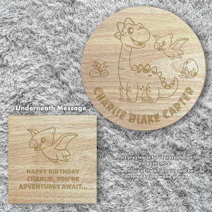 Personalised Wooden Dinosaur Toddler Step Stool | Nursery Decor & First Birthday Gift