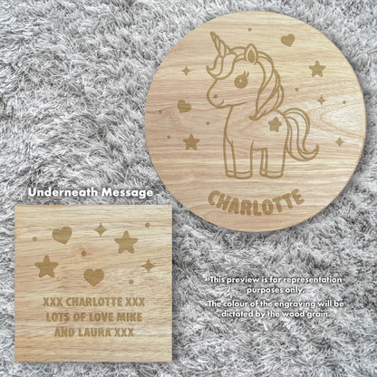 Personalised Wooden Unicorn Toddler Step Stool | Nursery Decor & First Birthday Gift