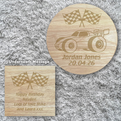 Personalised Wooden Racing Car Toddler Step Stool | Nursery Decor & First Birthday Gift