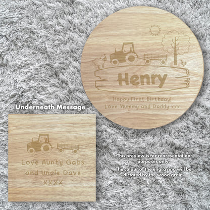 Personalised Engraved Wooden Toddler Stool - Farmyard | Custom Step Stool for Kids | Nursery Gift