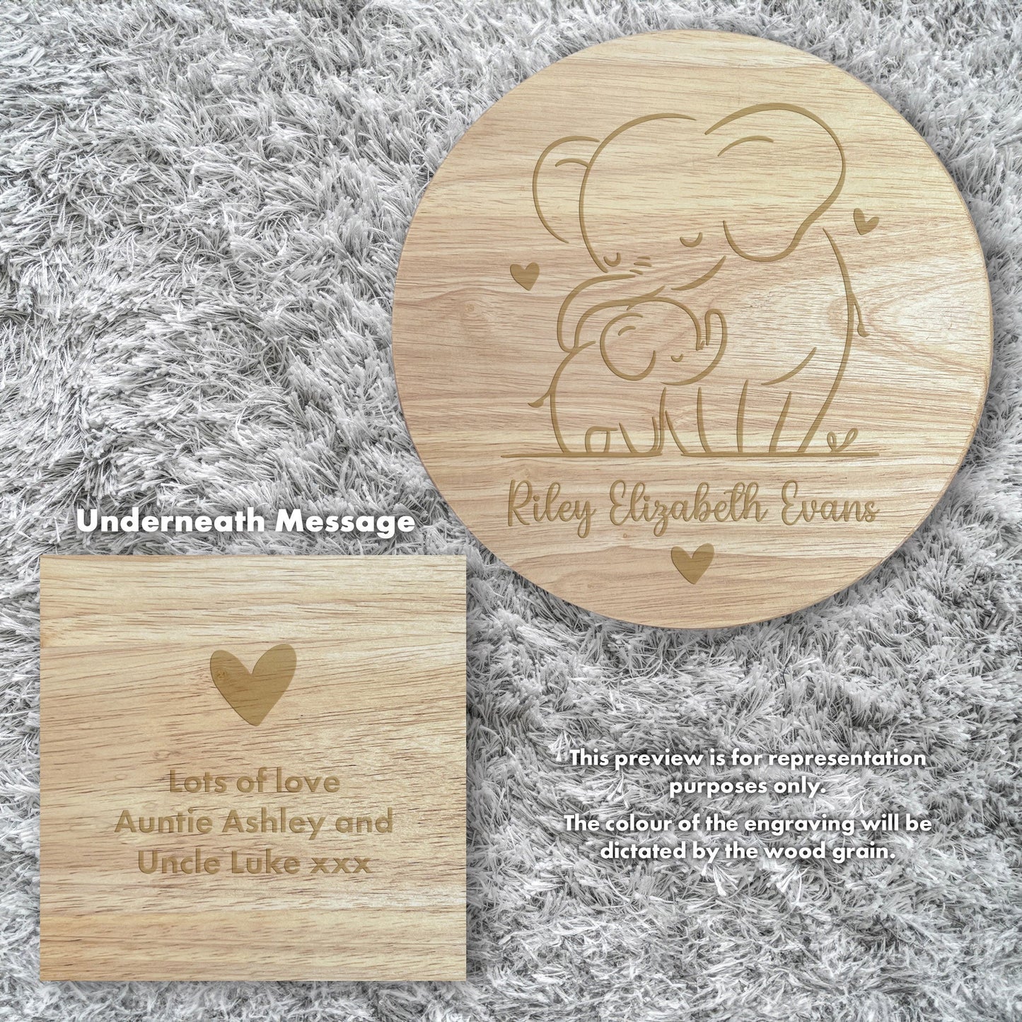 Personalised Wooden Elephant Toddler Step Stool | Nursery Decor & First Birthday Gift
