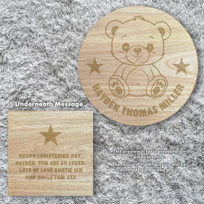 Personalised Wooden Teddy Bear Toddler Step Stool | Nursery Decor & First Birthday Gift