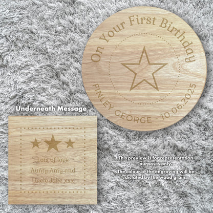Personalised Engraved Wooden Toddler Stool - Star | Custom Step Stool for Kids | Nursery Gift