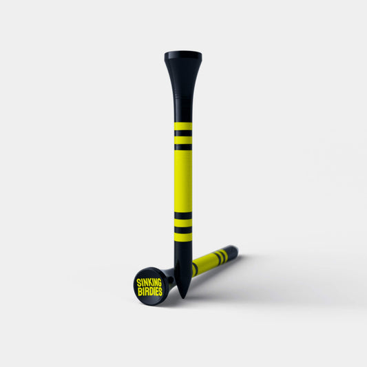 40 Bamboo Golf Tees - Black & Yellow