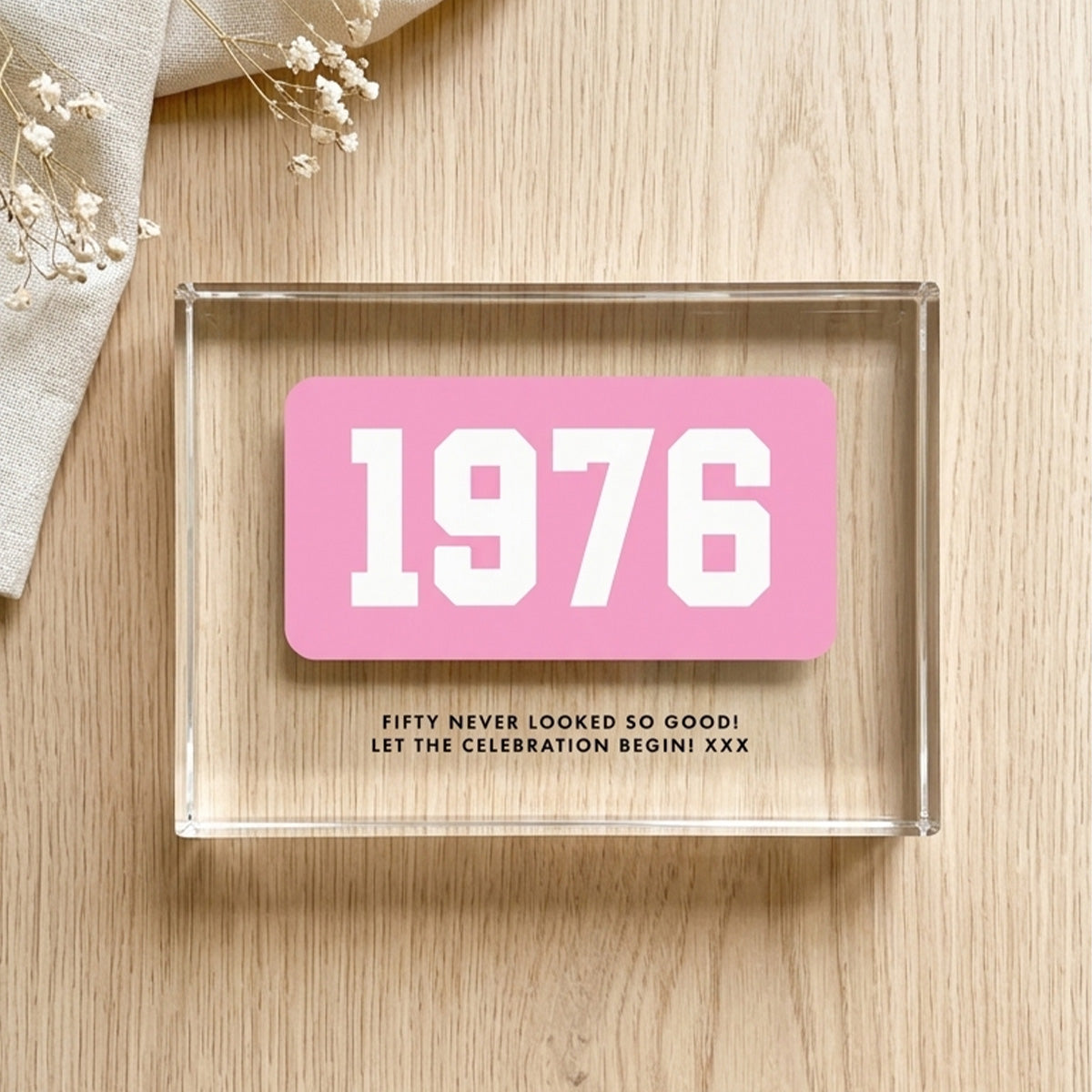 Personalised Year Milestone Giant Crystal Block | Birthday or Anniversary Gift