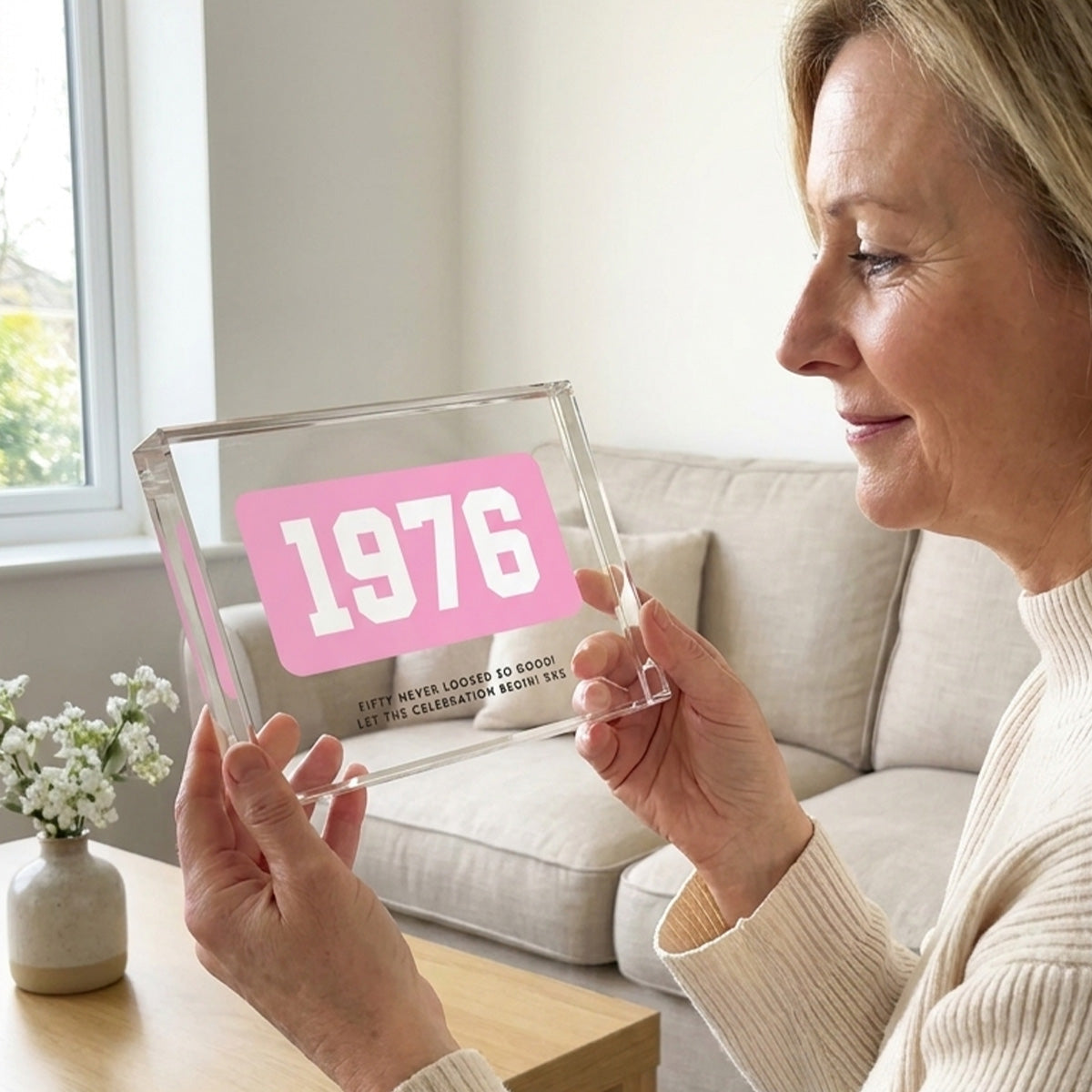 Personalised Year Milestone Giant Crystal Block | Birthday or Anniversary Gift