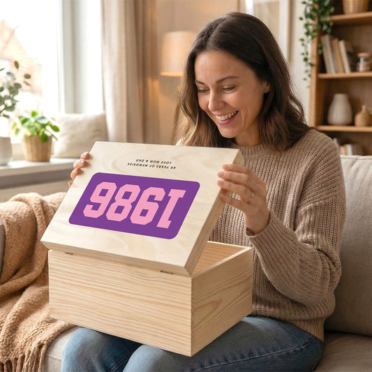 Personalised Year Milestone Wooden Memory Box | Milestone Birthday or Anniversary Gift