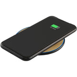 Phone sitting on round charger
