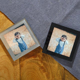Personalised Glass Photo Coaster Black or Silver Border Placemat Always Personal 