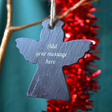 Personalised Angel Christmas Decoration Slate Message Slate Christmas Decoration Always Personal 