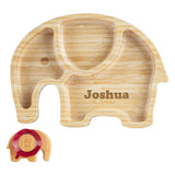 Personalised Elephant Baby Plate Bamboo Engraved Name Non-Slip Plate Always Personal 
