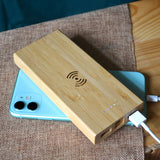 Personalised Bamboo Powerbank Wireless Charger for Smartphone Engraved Powerbank Always Personal 