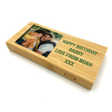 Personalised Printed Bamboo Powerbank Wireless Charging Photo and Message
