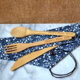Personalised Bamboo Cutlery Set Engraved Knife Fork Spoon
