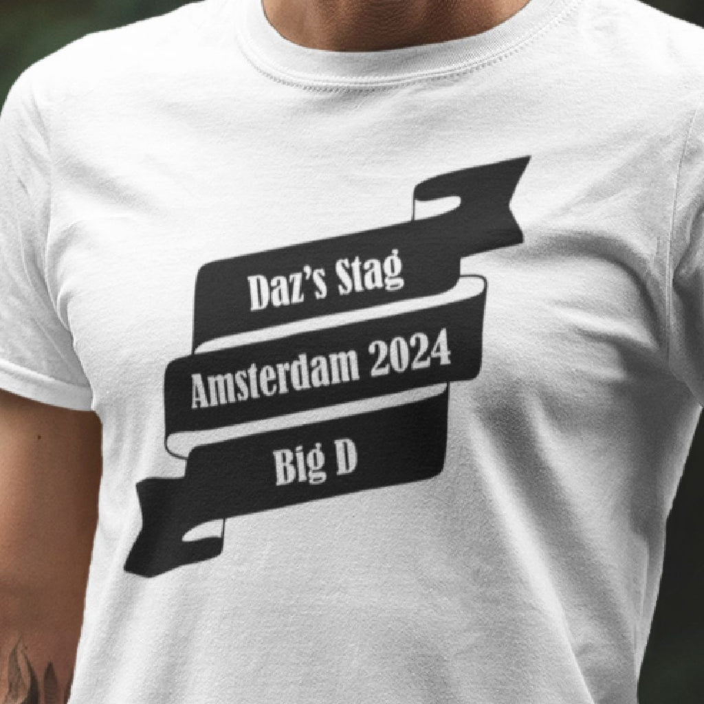 Personalised Stag Do T-Shirt Tops Banner Style Design with