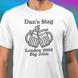 Personalised Stag Do T-Shirt Tops Beer Style Design with Location, Name & Role