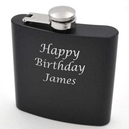 Personalised Engraved Black Metal Hip Flask 6oz Hip Flask Always Personal 