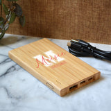 Personalised Bridesmaid Powerbank Portable Phone Charger Bamboo