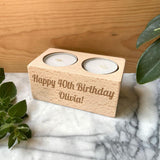 Personalised Engraved Wooden Double Tealight Candle Holder Candle Holder Always Personal 