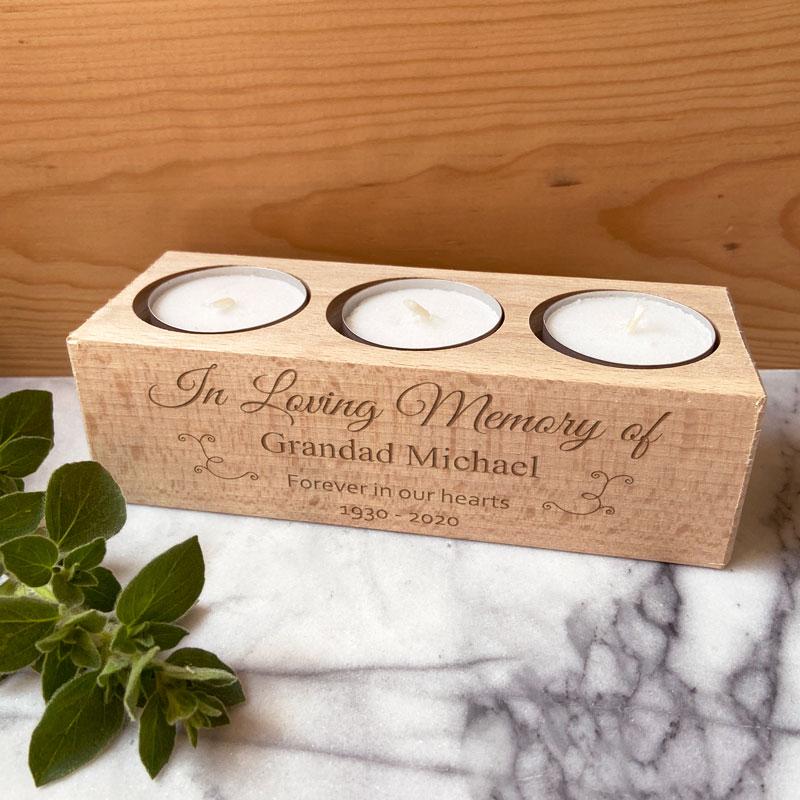 Personalised memorial tea light holder discount