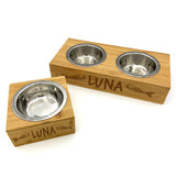 Personalised Cat Bowl Bamboo Metal Single or Double